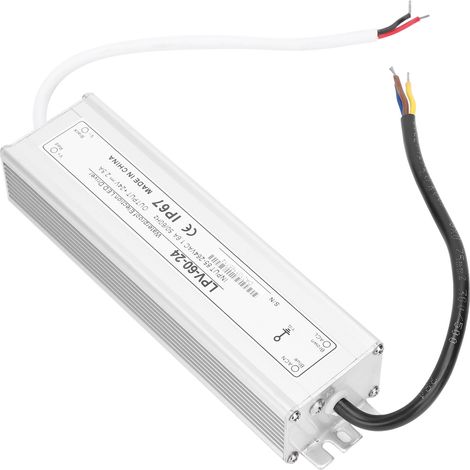 Alimentation étanche BERM, transformateur de commande en alliage d'aluminium, 24 V CC, 60 W, LPV-60-24 (1/5)