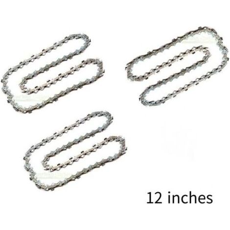 Lot de 3 Chaîne de Tronçonneuse pour Guide-Chaîne de 12" (30 cm), 45 Maillons d'Entraînement, Compatibles avec Dolmar, Echo, Bosch, Einhell et (1/4)