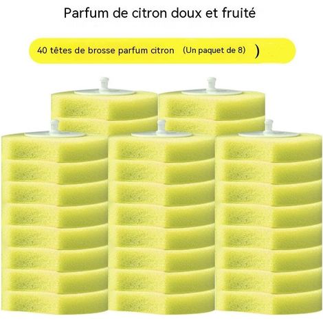 Recharges de brosse de toilette jetable x40 jaune citron, têtes de remplacement pour brosse WC murale, accessoires de nettoyage (1/5)