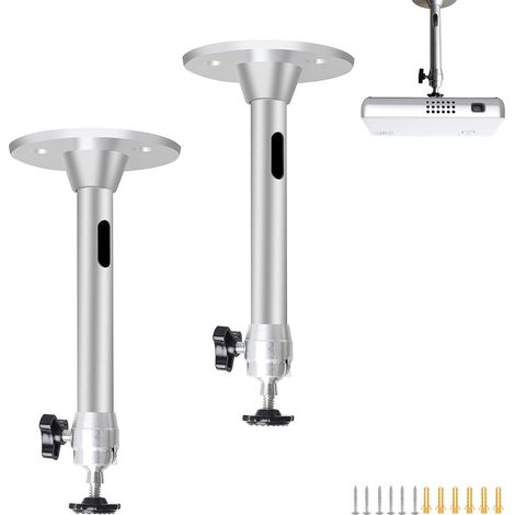Support Vidéoprojecteur - Lot de 2 - Alliage Aluminium - Rotation 360° - Plafond Et Mur - 180 mm (1/5)