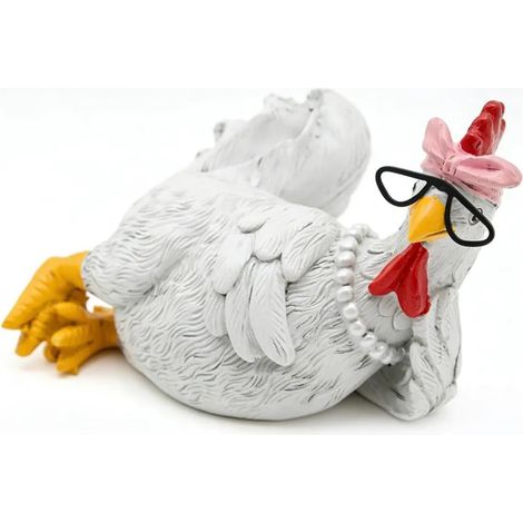 Poulets décoratifs de poulet, poulets de jardin extérieur, sculptures de poulet réalistes, poulets de résine, statues de poulet couchés, adaptées à la maison, au bureau, au jardin (1/5)