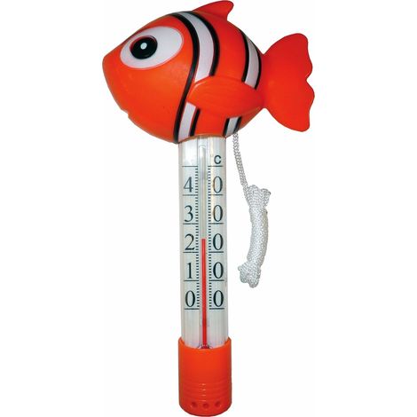Astralpool – Thermomètre de piscine poisson clown rouge – Longueur sonde 16 cm – Cordon inclus – Plastique résistant aux UV
