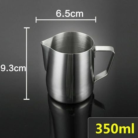 Kaffeeaufschäumer, 350 ml – Edelstahl-Milchkännchen, handgefertigt, Latte Art, Schaumbecher, 150, 350, 600 ml (1/2)