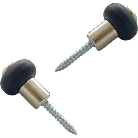 Lot de 2 butoirs acier nickelé bague en élastomère (caoutchouc) noir avec vis. Diamètre 30mm hauteur 37mm. MADE IN FRANCE (1/4)
