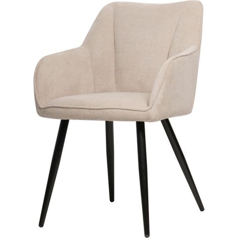 Chaise repas Rio beige – Rembourrage confortable – Pieds en métal noir – Dimensions L. 54 x P. 59 x H. 82 cm – Hauteur assise 48 cm (1/5)