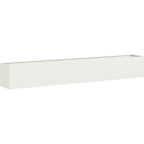 Jardinière rectangulaire design moderne jardin 280 x 40 x 40 cm en acier laminé à froid blanc (1/5)