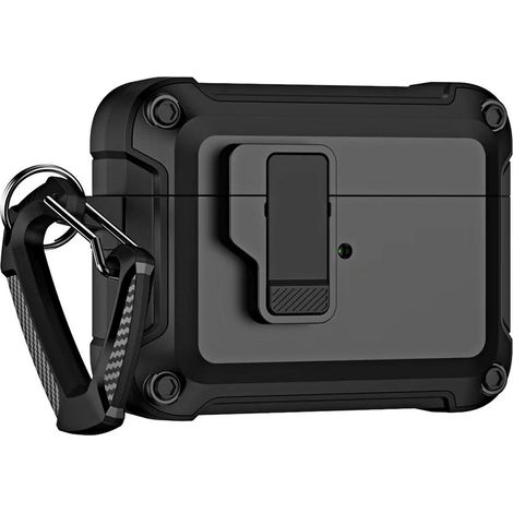 Custodia rigida per AirPods 4 con moschettone - nera