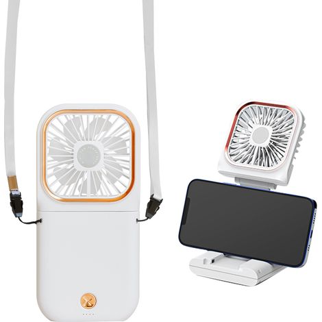 Ventilador personal 3 en 1 con batería y soporte para teléfono, plegable, 3 velocidades (portátil) (1/5)