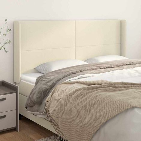 vidaXL Cabecero con orejas cuero sintético crema 183x16x118/128 cm (1/5)