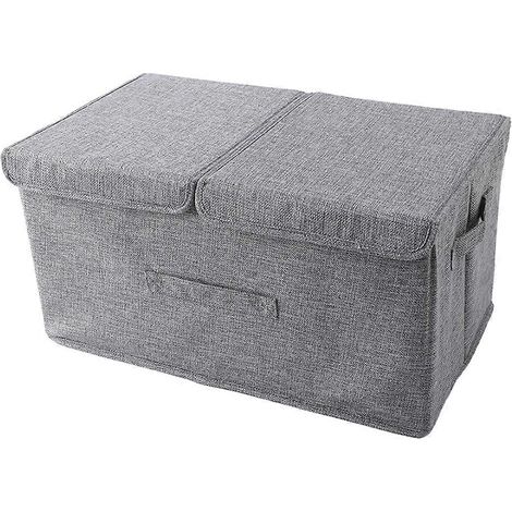 Boîte de rangement en tissu, boîtes de rangement, organisateur de placard avec couvercle, pliable, boîtes de rangement pour placard, (gris)