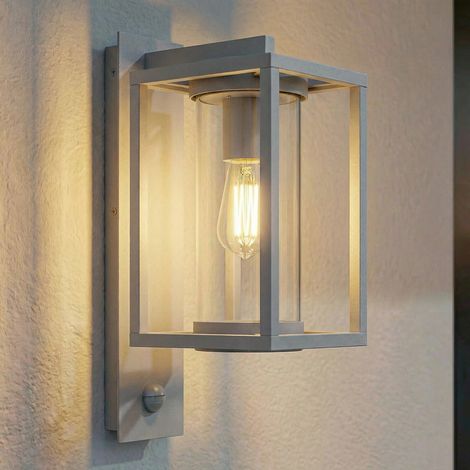 [NEUWERTIG] B-Ware Ferda Außenwandlampe Wandleuchte Sensor E27 IP44 hellgrau Gartenlampe Leuchte (1/2)
