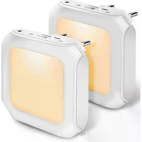 HONORNIC - Veilleuse LED à intensité variable, blanc chaud, sans fil, compatible avec prises UE, US et UK, idéale pour les chambres d'enfants et dotée d'un capteur automatique crépusculaire.