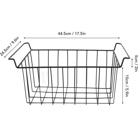 Freezer storage basket made of PE-coated wire – 2 pieces, black, 44.5 x 24.5 x 20 cm (1/4)
