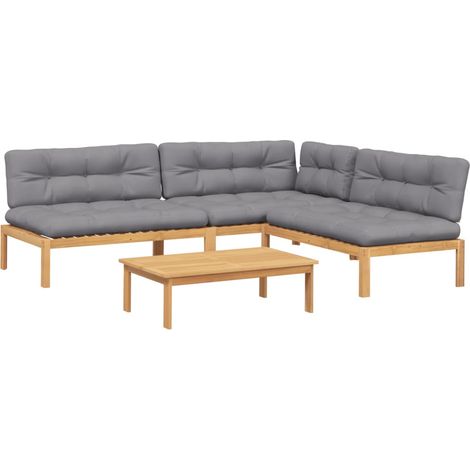 Maison Exclusive - Set Divani Pallet Giardino 4pz Cuscini Legno Massello Acacia (1/5)