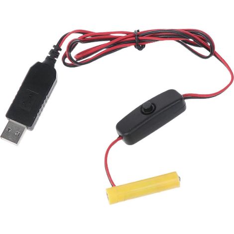 Câble d'alimentation USB pour remplacer l'interrupteur à piles AAA d'une horloge radio-jouet électrique - 1 m (1/5)