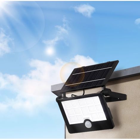 projecteur solaire murale a detection de mouvement 122 led quatre modes etanche ip65 pour exterieur jardin maison 145x104x155 mm (1/4)