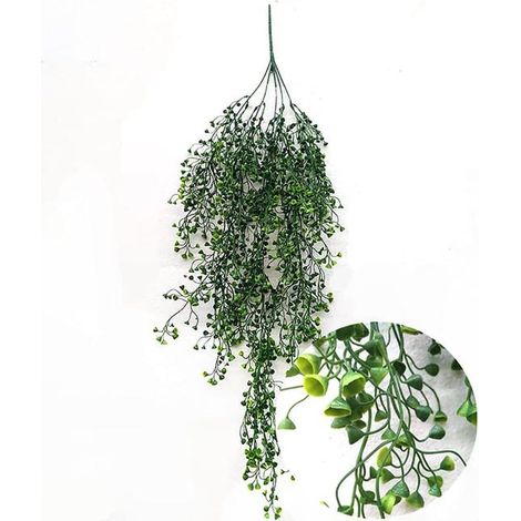 2pcs Vigne Saule Artificielle Suspendue Plante Fleur Fausse en Rotin Décoration Murale pour Maison Jardin, Vert (1/5)