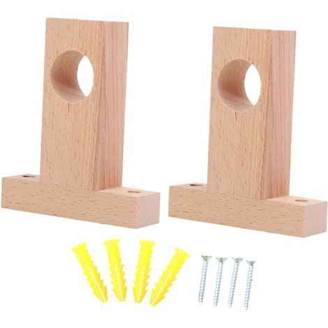 2pièces Support Tringle à Rideaux Bois Massif Perforé Lot de Supports Décoratifs Robustes pour Salle De Bain Et Décoration Fenêtre (1/4)