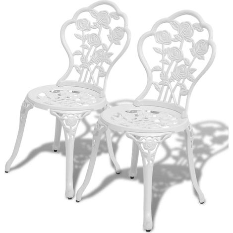 Lot de 2 Chaises de bistro - Chaises d'extérieur pour terrasse/jardin Aluminium coulé Blanc BV450390 - BonneVie (1/4)