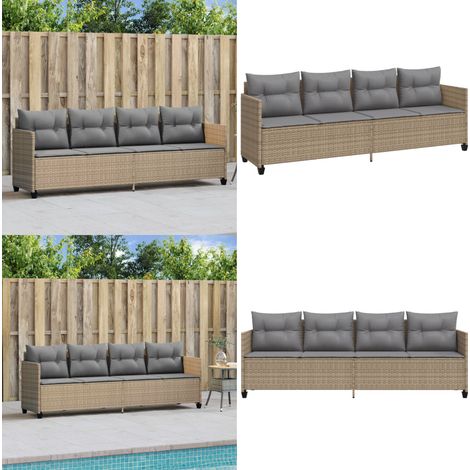 Sonnenliege mit Kissen Beige Poly Rattan - Sonnenliege - Gartenliege - Liege - Outdoor Möbel - Poolside Lounge Chair - Home & Living (1/5)
