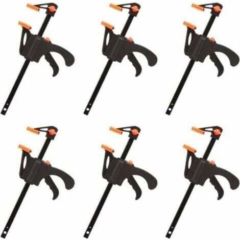 Déstockage Lot de 6 Serre-joints en Forme de F, Serre Joint avec Serrage Rapide et Facile, Outils à Main pour Menuiserie, Porte en Bois(4pouces) (1/4)