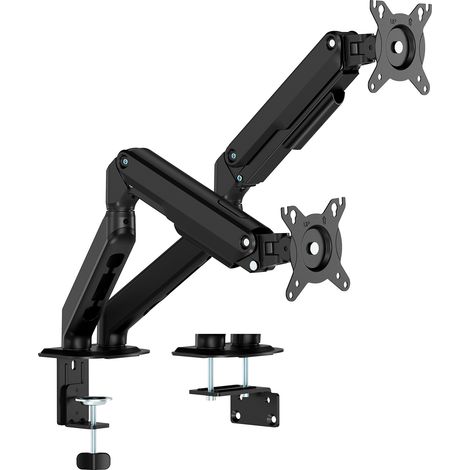 AISENS Soporte de Mesa Eco Contrapeso Giratorio e Inclinable para Monitor/TV 9kg (3 Pivotes, 2 Brazos) de 17-32, Negro