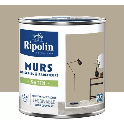 Ripolin – Peinture murale satin beige cachemire 0,5 L – Monocouche très couvrante – Pour murs, boiseries et radiateurs – Application facile (1/3)