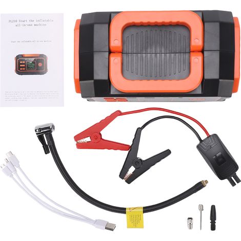 Démarreur de voiture portable Compresseur d'air Booster de batterie de véhicule 10 000 mAh Banque d'alimentation avec port de démarrage 12 V pour gonfleur de pneu Lumière LED Voyage en plein air Campi (1/5)