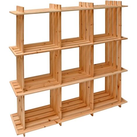 Dema – Bibliothèque en pin massif – 9 casiers – Dimensions L 1130 x P 270 x H 1100 mm – Surface utile L 320 x P 270 mm – Facile à assembler