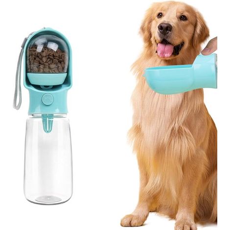Taza para mascotas, Taza de viaje portátil para mascotas, Filtro de carbón activado incorporado, Diseñada para viajes, paseos, Azul grande (1/5)