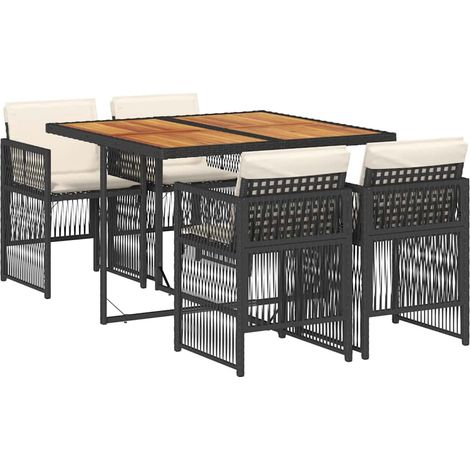 Maison Exclusive - 5-tlg. Garten-Essgruppe mit Kissen Schwarz Pol