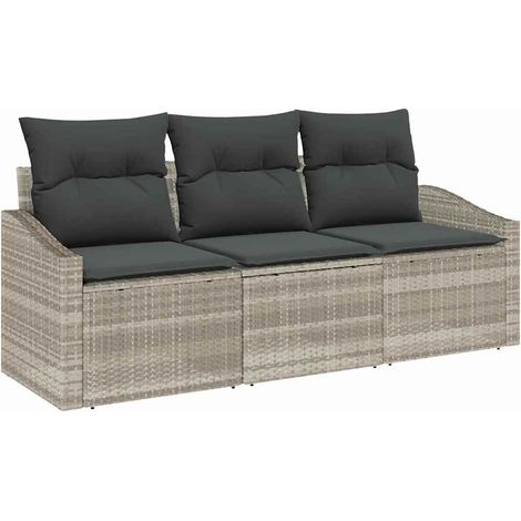 Maison Exclusive - Set di divani con cuscino 3 pcs Grigio chiaro polyrattan