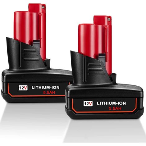 2X 5.5Ah M12 12V Pour Milwaukee batterie M12B6 LITHIUM 48-11-2402 M12B5 48-11-2460 48-11-2450