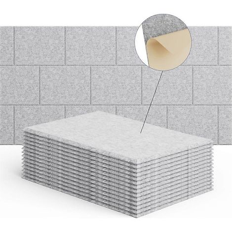 15er-Pack Akustikwandpaneele, 12 x 8 x 4 Zoll, selbstklebend, silbergrau