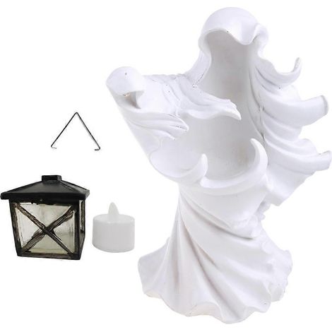 Lanterne Sorcière Fantôme Halloween Sculpture Lumineuse Décor Blanc (1/4)