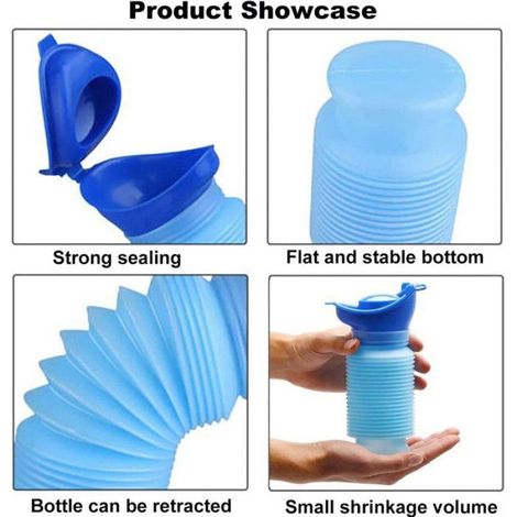 Faltbares Urinal – 2 Stück, 750 ml – Tragbare mobile Toilette für Männer und Frauen – Notfall-Urinal-Etikett (1/5)