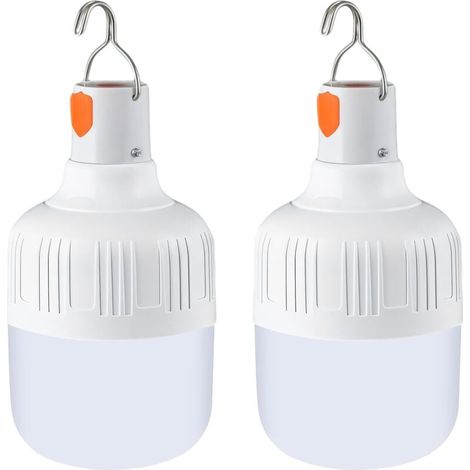 LED-Campinglampe, USB-wiederaufladbare Campinglampe, 3 Beleuchtungsmodi, einstellbare Helligkeit, tragbare Outdoor-Laterne für Camping, Angeln, Wandern und Notstromversorgung (2er-Pack) (1/5)