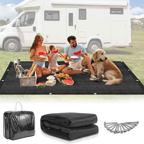 Wolketon Tapis de camping 250x300 cm HDPE PEHD Noir Discret pour Camping en Forêt (1/5)