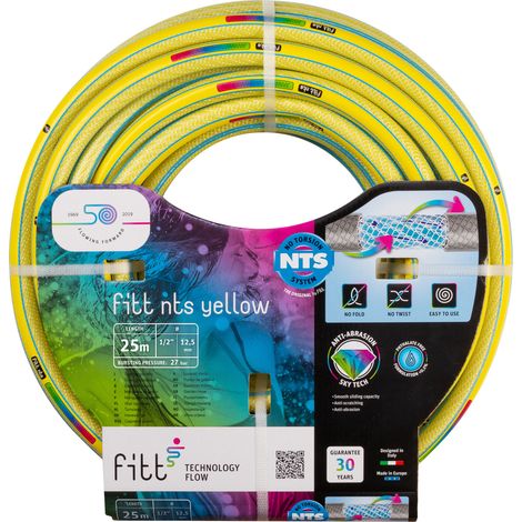 FITT NTS YELLOW 1/2" (12,5mm) 25 m - Tuyau d'Arrosage pour Jardins pour Utilisation Intensive, Robuste et malléable, pour Usage intensif (1/3)