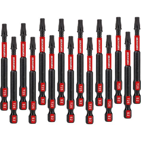 Lot de 15 Embouts de Tournevis Torx T25 75 mm de Longueur Embouts de Vissage Magnétiques Acier Allié S2 Tige 1/4" Hexagonale Étoile Torx Embout pour Visseuse (1/5)