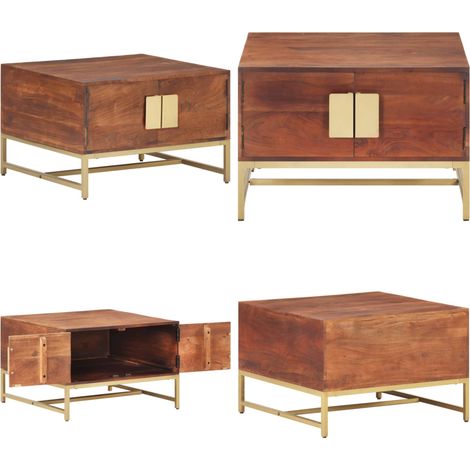 Tavolino Salotto Marrone ambra 67x67x45cm Legno Massello Acacia - Tavolino in legno - Tavolino in acacia