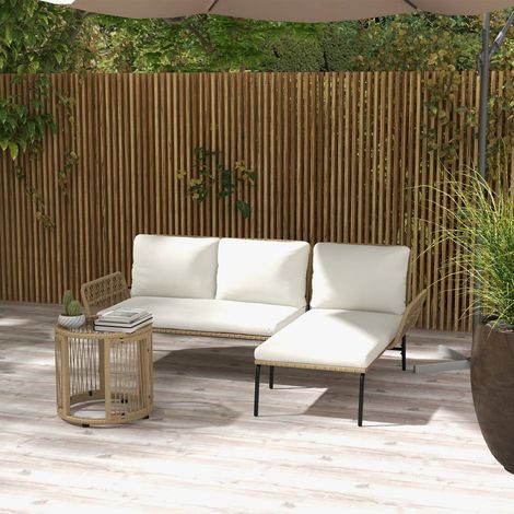 Salon jardin résine 2 places fauteuil relax table basse coussins (1/5)