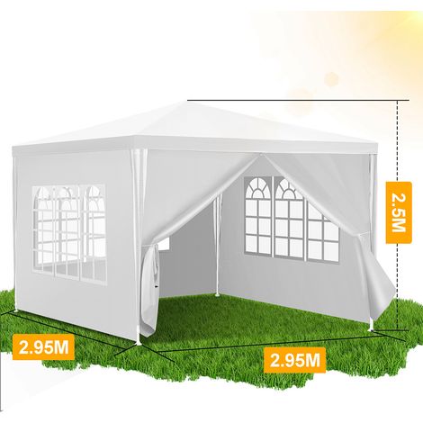 Wolketon Tenda per ricevimenti 3x3 m Bianco, gazebo per eventi all’aperto, feste e riunioni familiari (1/4)