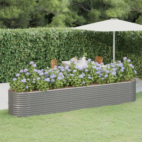 Hochbeet Verzinkter Stahl 368x80x68 cm Grau