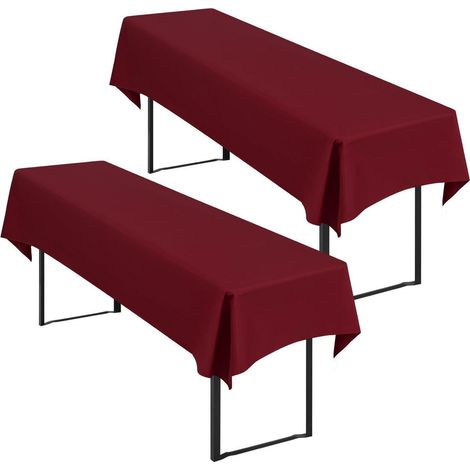 2er-Set Biertischdecken 250x100cm Burgund, pflegeleicht & waschbar
