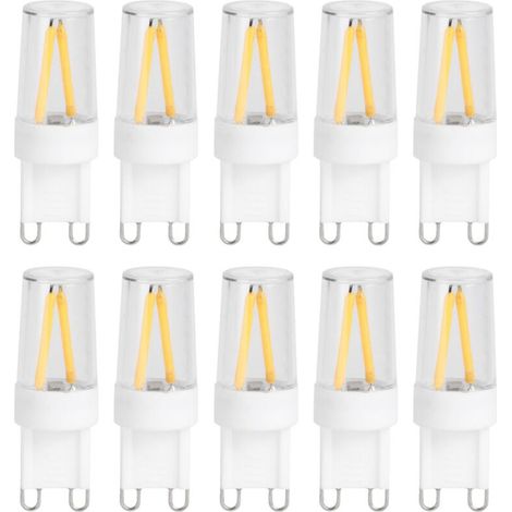 Lot de 10 ampoules LED G9 de 1,5 W (110 V CA) à deux broches pour lustre, plafonnier et applique murale.-AquaForge (1/5)