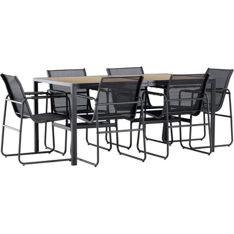 Ensemble Table de Jardin & 6 Chaises "Lampedusa" 160cm Noir