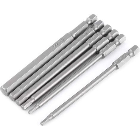 Lot 6 embouts tête hexagonale – S2 – robuste – résistant usure – tournevis électrique / main