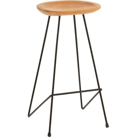 Chaise de Bar en Teck "Scanda" 77cm Naturel & Noir