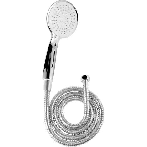 Cornat SA330595 - Set doccia "Carballo", 110 mm, 5 tipi di getto: normale, morbido e massaggiante, anti-calcare e risparmio d'acqua, tubo doccia da 150 cm, set per doccia e vasca da bagno (1/5)